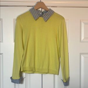 Alice & Olivia Yellow Sweater with Striped Collar